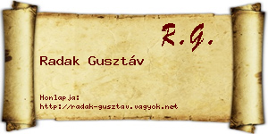 Radak Gusztáv névjegykártya